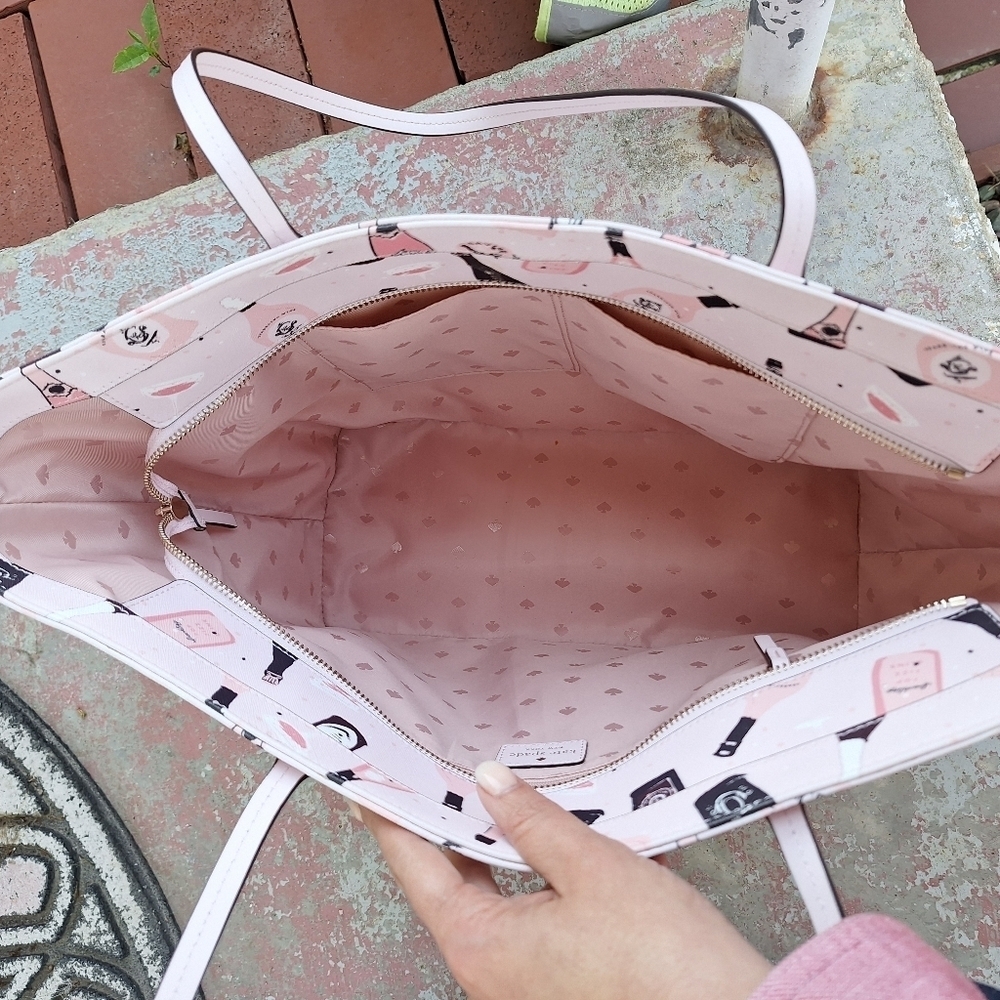 kate spade Pink Champagne Bottle Print Tote - Picture 6 of 7